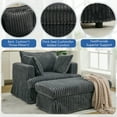 thumbnail image 3 of Aukfa 48" inch Chaise Lounge, Oversized Sofa Chair with Ottoman, 3 Pillows, Corduroy, Dark Gray, 3 of 11
