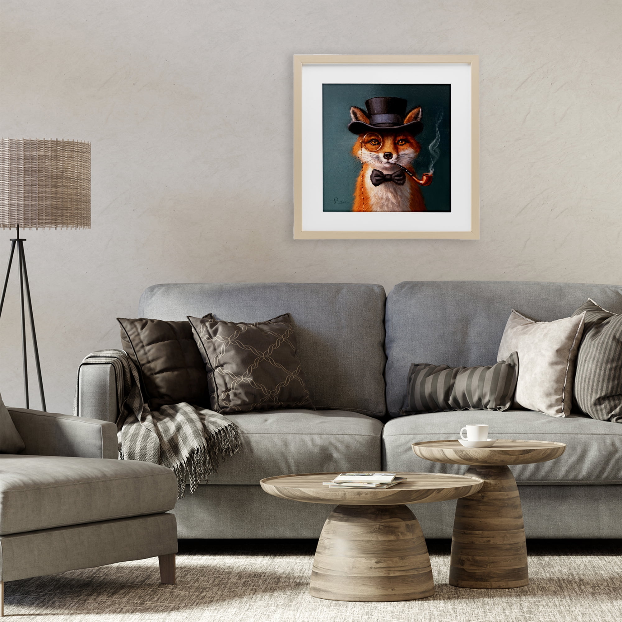 Stupell Industries Charming Dapper Fox Birch Framed Print Under Glass, design by Lucia Heffernan