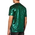thumbnail image 3 of INSPIRE CHIC Shiny T-Shirt for Men's Round Neck Short Sleeves Club Prom Sparkle Tee Top S Green, 3 of 5