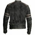 thumbnail image 2 of Distressed Leather Motorcycle Jacket Vintage Motorcycle Jacket Leather Riding Jackets Mens Black Leather Biker Jacket Best Motorcycle Jacket size XXXS, 2 of 4