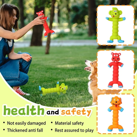 Dog Squeaky Toys Standing Stick Animal Puppy Fetch Interactive Play Pet Rubber Dental Chew Molar Toys for Small Medium Large Dogs
