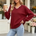 thumbnail image 7 of yillto Womens Sweater Knit V Neck Ruffled Long Sleeve Tops Soft Warm Pullover Sweaters for Fall Winter, 7 of 7