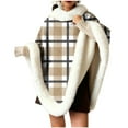 thumbnail image 2 of Miqool Flannel Poncho for Women Casual Blanket Warm TV Shawl Winter Coat Sweater Cape, 2 of 6