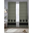 thumbnail image 5 of Sage Green Black Plaid Semi Sheer Window Curtains 84 Inches Long, Vintage Star Buffalo Check Rustic Rod Pocket Voile Silky Chiffon Curtain Light Filtering Drapes for Living Room, 52"x84", 2 Panels, 5 of 9