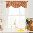 thumbnail image 4 of Tie Up Valances for Windows, Orange Morocco Adjustable Valance Curtains Window Treatment for Living Room, Farmhouse Ethnic Geometric Grid Aesthetic Rod Pocket Kitchen Curtains & Drapes 54x18 Inch, 4 of 9