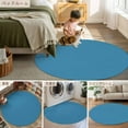 thumbnail image 6 of Wave Ride 3.3ft Round Rug, Farmhouse Solid Blue Color Modern Art Non-Skid Rubber Backing Large Area Rugs - Living Room Bedroom Home Office, Indoor Floor Mat Carpets Washable Rug, 6 of 9