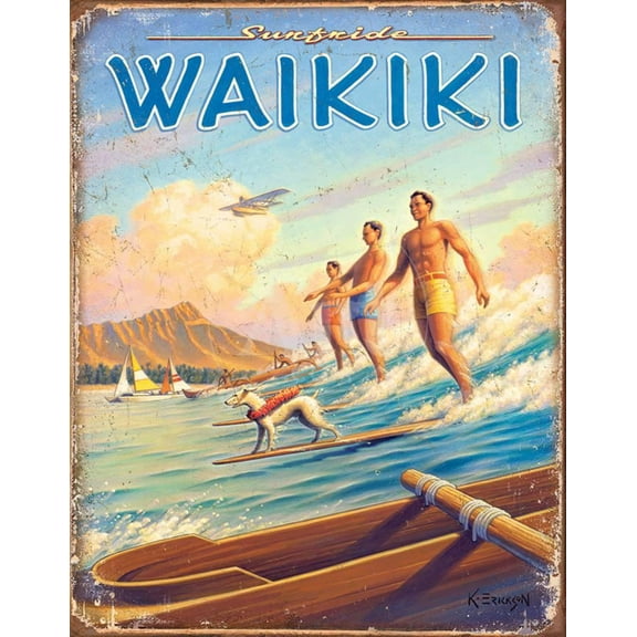 Hawaii  Surfside Tin Sign Tin Sign  125x16 Sold by Art.Com