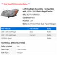 thumbnail image 2 of Left Headlight Assembly - Compatible with 2011 - 2013 Buick Regal Sedan 2012, 2 of 2