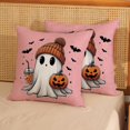 thumbnail image 2 of Halloween Pillow Covers 18x18 Set of 2 Pumpkin Black Bats Cute Ghost Throw Pillow Covers Halloween Decorations Pink Pillowcase Halloween Home Decor Linen Outdoor Cushion Case for Couch Sofa, 2 of 6