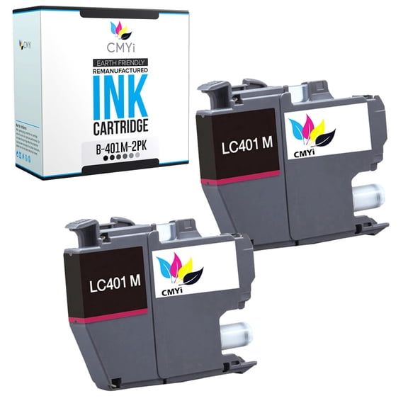 CMYi LC401 Magenta 2-Pack Ink Cartridges compatible for Brother LC401 - DCP-J1050DW, J1140DW, J1800DW, MFC-J1010DW, J1012DW, J1170DW, J1800DW (2 Magenta)