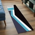 thumbnail image 4 of Black Blue Lines Washable Runner Rugs 2'x6', Geometric Abstract Black White Blue Texture Low Pile Throw Entryway Rug Non-Slip Sturdy Edge Binding Carpet for Indoor Bedside Entrance Bedside, 4 of 9
