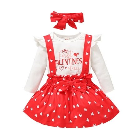 

ZHAGHMIN Girls Summer Short Set Girls Skirt Bodysuit+Hearts Baby Suspender Romper Outfits Day Valentine S Girls Outfits&Set Baby Girl Twin Outfits Crop Top Pants Toddler Girl Clothes 5T Baby Girl Se