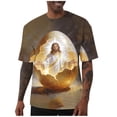 thumbnail image 2 of Zylanna Mens & Big Mens Fashion T-Shirts, Jesus 3D Print Daily Crew Neck Short Sleeve Funny Graphic Tees Tops Beige, 2 of 6