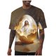 thumbnail image 1 of Camisas de Manga Corta de los Hombres Casual con Estampado de Pascua, Cuello Redondo Suelto Elástico Deportivo Top para el Uso Diario, 1 of 6