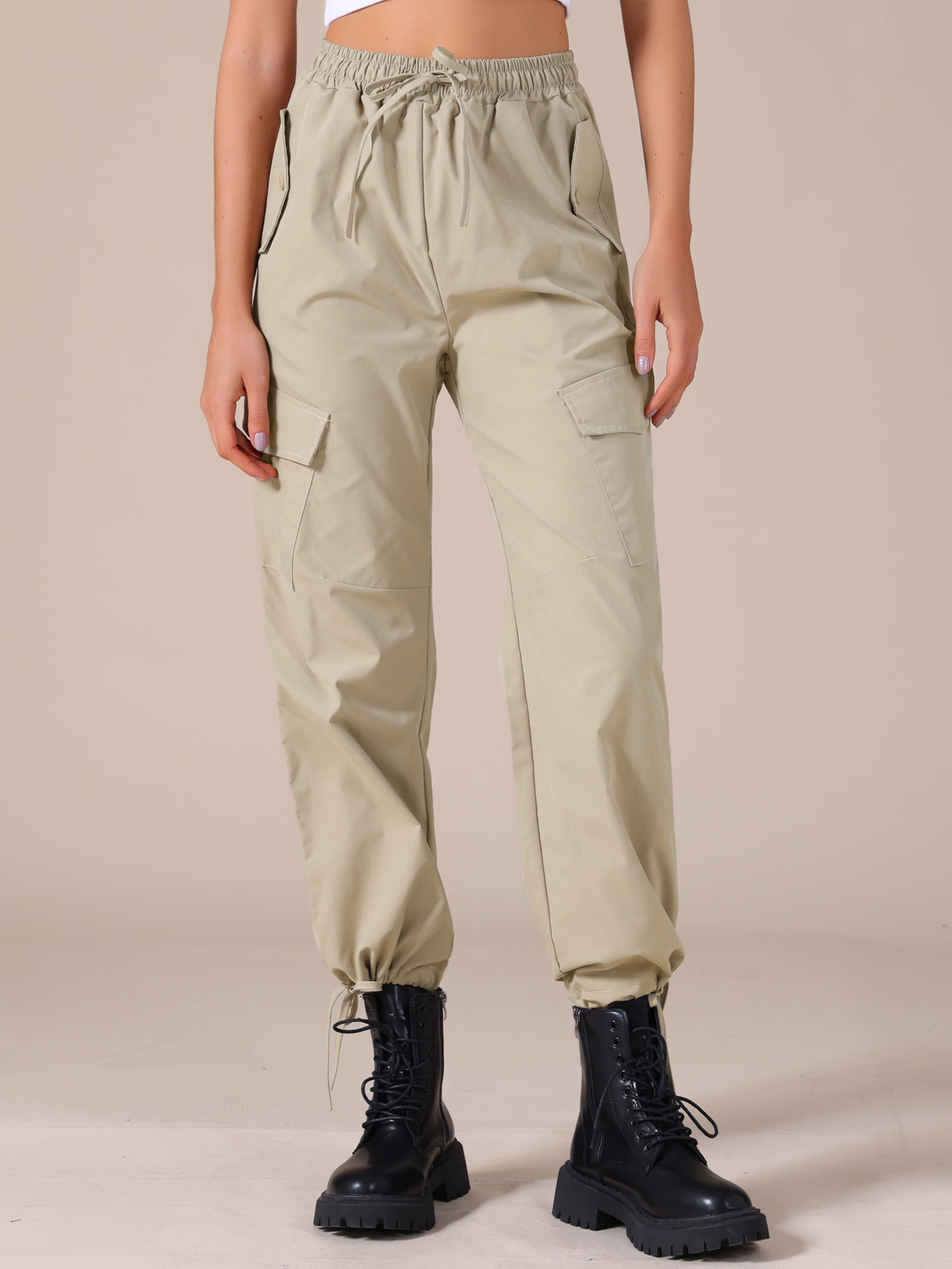 DARING DIVA Women's Cargo Pants with Pockets Casual Trousers XX-Large Khaki