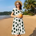 thumbnail image 4 of Rocae Abstract Green Polka Dot for Dresses Summer Casual Ruffle Short Sleeve Cute Crew Neck Flowy Dress with Pockets, 4 of 6