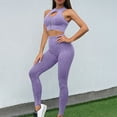 thumbnail image 3 of qolati Workout Sets for Women High Waisted Leggings with Hollow Out Zipper Sports Tank Tops 2 Piece Outfits Yoga Gym ClothesPurple M 6, 3 of 6