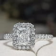 thumbnail image 2 of Jewelerix Radiant Cut Halo Engagement Ring with Pave Band, 14K White Gold Plated, Simulated Diamond, Wedding Bridal Ring, 2 of 3