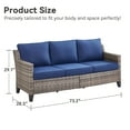 thumbnail image 5 of PPorfamilia Outdoor 3 Seater Sofa, Patio PE Rattan Deep Seat Couch with Navy Cushions, for Porch Balcony Backyard, 5 of 6