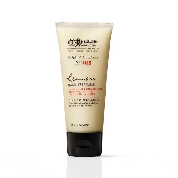 CO. Bigelow Lemon Hand Treatment No 1135 - Loción de manos para manos secas con aceite de semilla de uva y extracto de limón loción perfumada para piel seca 3 oz