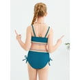 thumbnail image 4 of GYRATEDREAM Girls 2 Piece Swimsuit Woven Color Block Welt Adjustable Straps Swimwear Top High Waisted Bottom Bikini Sets Bathing Suits, 4 of 9