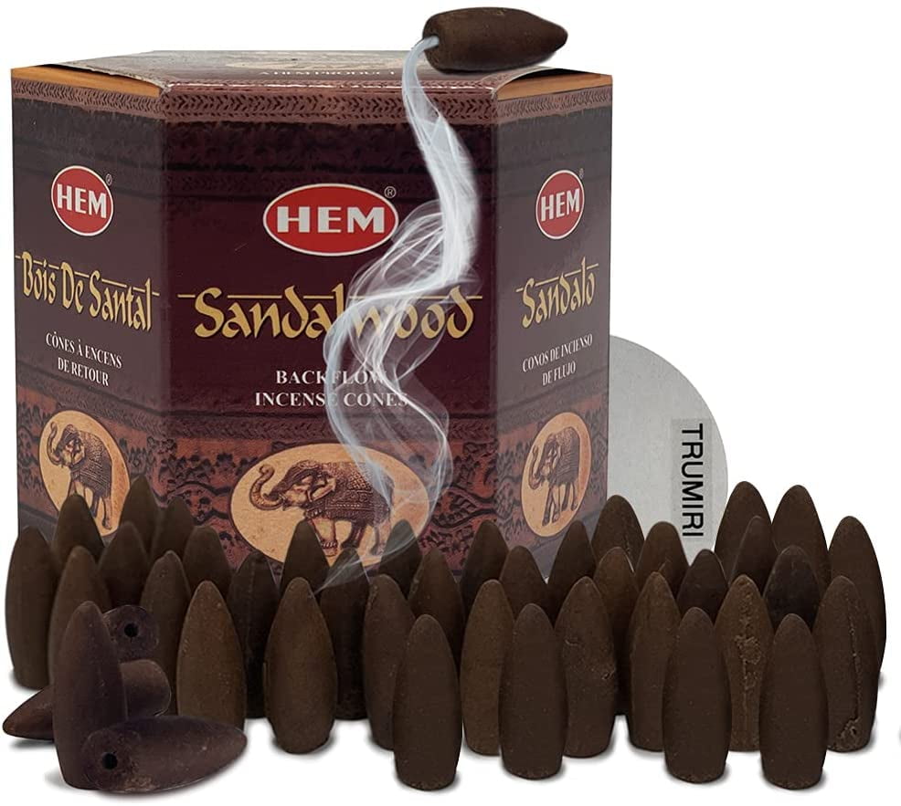 Sandalwood Backflow Incense Cones For Waterfall And Mat Bundle