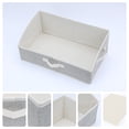 thumbnail image 2 of Unique Bargains Trapezoidal Storage Bin Cube with Handles Collapsible Storage Basket Beige, 2 of 7
