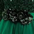 thumbnail image 3 of ER 1 pieza de vestido navideño de manga larga para niñas, vestido de princesa con poncho de lentejuelas (verde) Rojo Verde, 3 of 5