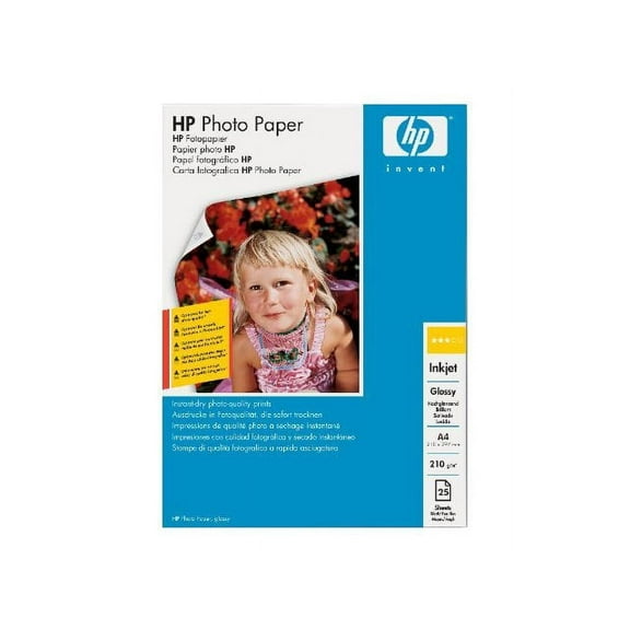 HP Photo Paper - Photo paper - glossy - A4 (8.25 in x 11.7 in) - 210 g/m - 25 sheet(s) - for Officejet 4315, T45; Officejet Pro K550, K850; Photosmart 2575, 33XX, D6160, Pro B9180