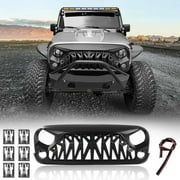 Angle View: Napoo Front Shark Grille Matte Black For 2007-2018 Jeep,Wrangler,JK,JKU Unlimited ABS
