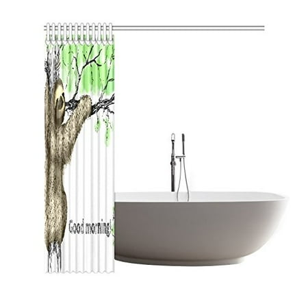 Gckg Funny Animal Shower Curtain Sloth On The Tree Polyester Fabric Bathroom Sets 66x72 Inches
