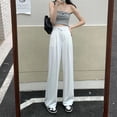 thumbnail image 1 of Pantalones anchos y elegantes de pierna ancha para mujer, traje adelgazante de cintura alta, primavera y verano, 1 of 6