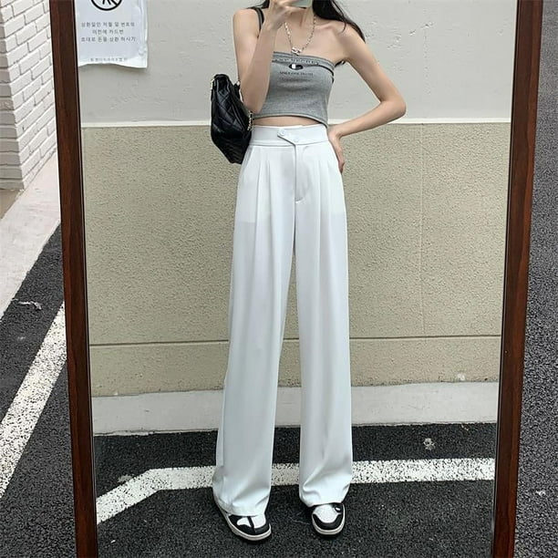 Pantalones anchos y elegantes de pierna ancha para mujer, traje adelgazante de cintura alta, primavera y verano
