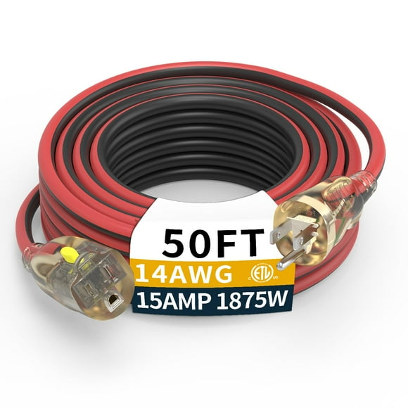 Cable de extensión PRIMOWIRE de 50 pies para exteriores, calibre 14/3, 15 A, 1875 W ETL