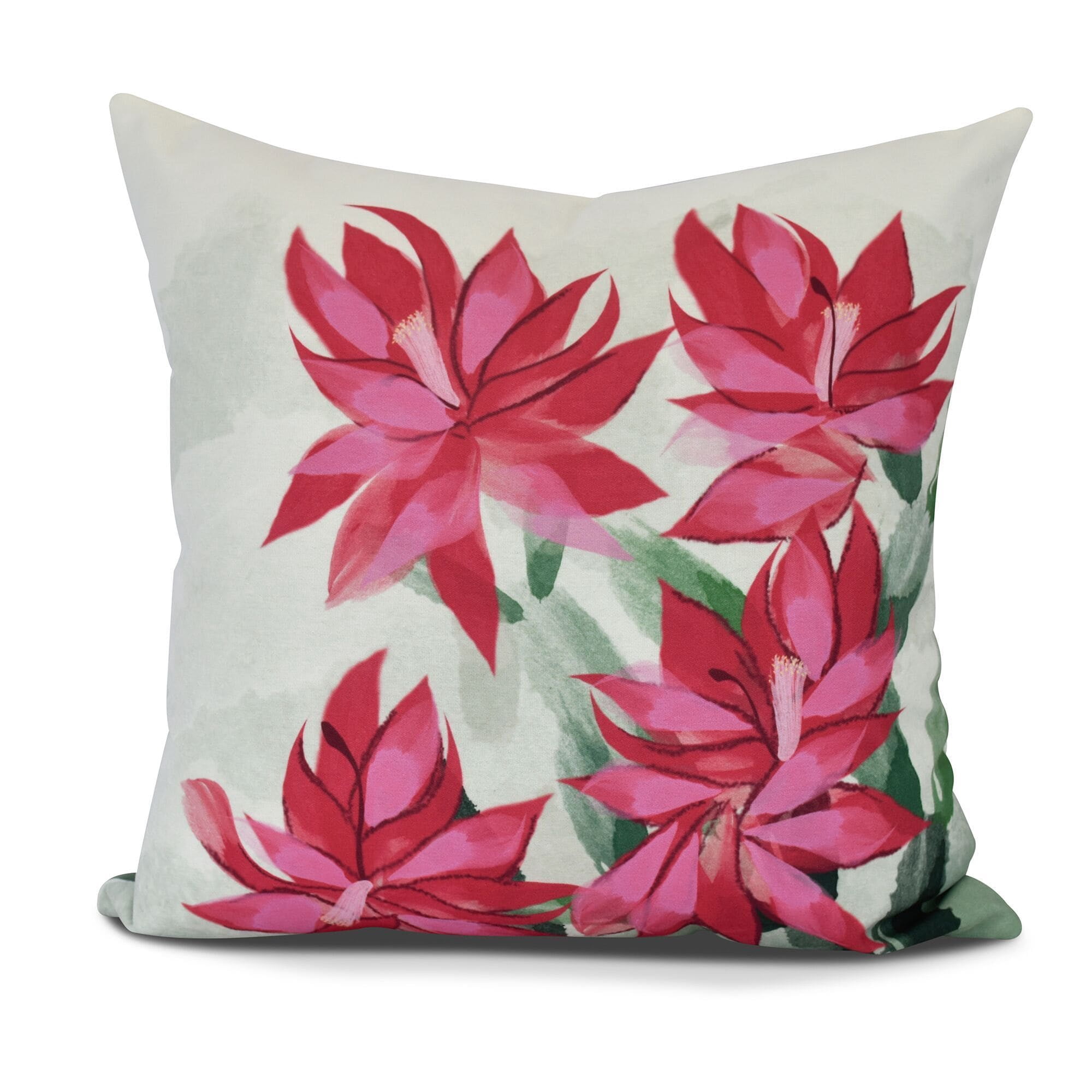 Christmas Cactus, Floral Print Pillow