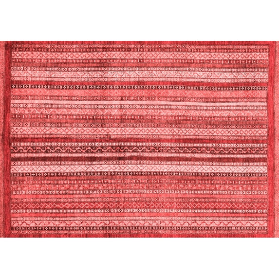 Ahgly Company Machine Washable Indoor Rectangle Abstract Red Modern Area Rugs, 5' x 8'
