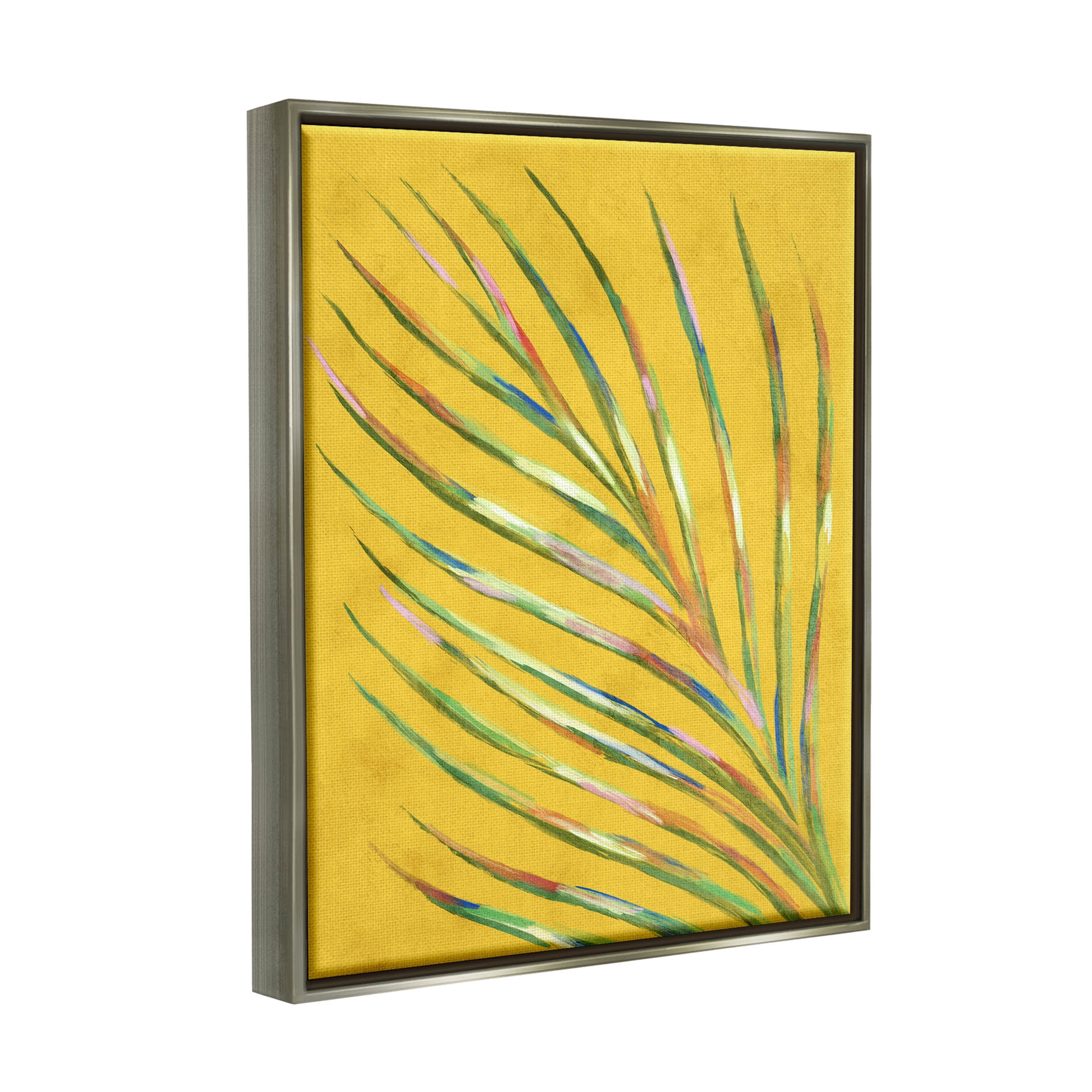 Bold Yellow Palm Leaf Petals Botanical & Floral Graphic Art Luster Gray Framed Art Print Wall Art