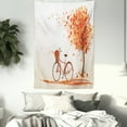 thumbnail image 3 of Bicycle Tapestry, Autumn Tree with Aged Old Bike and Fall Tree November Day Fall Season Park Nature Theme, Wall Hanging for Bedroom Living Room Dorm Decor, 40W X 60L Inches, Orange, by Ambesonne, 3 of 5