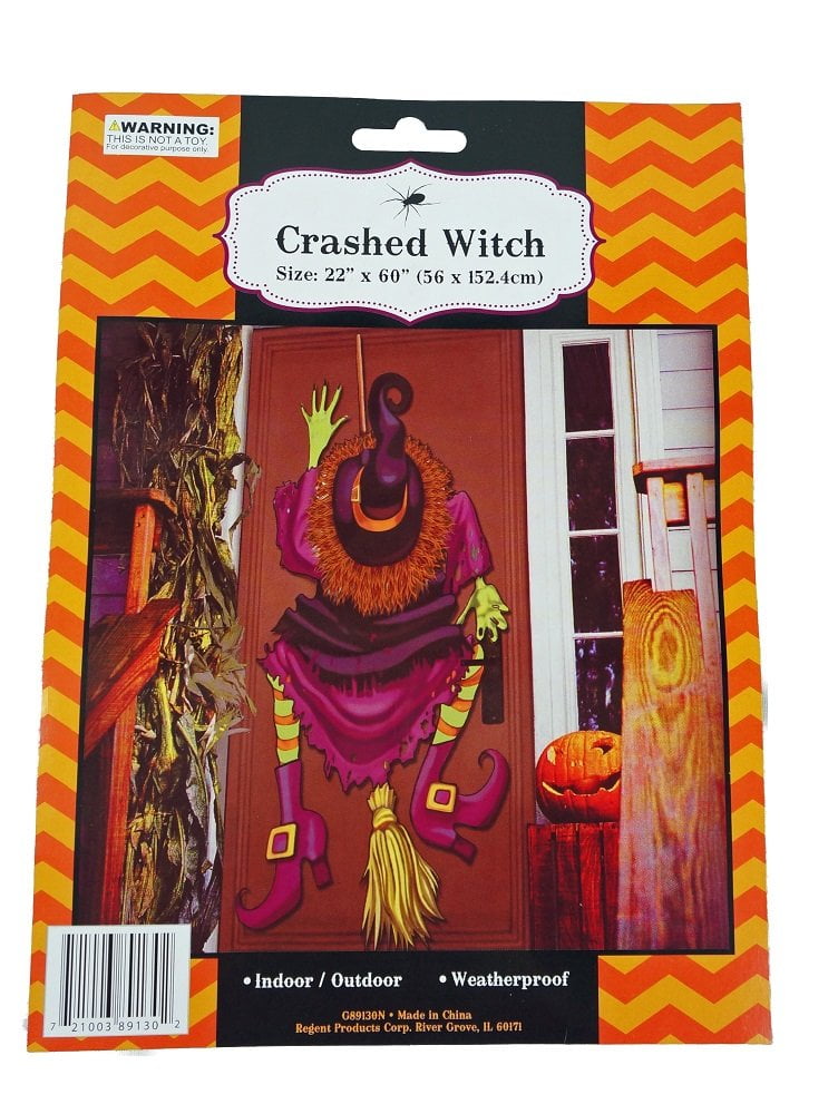 Halloween Crashed Witch 2 Sided Door Wall Hanging Decoration  22"x60" Outdoor 