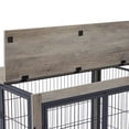 thumbnail image 5 of Dog Heavy-Duty Crate Side Table, Double-door Dog House with Lift Top, Latches, Iron Bars and Rolling Casters, Versatile Wooden Indoor Kennel, 43.7'' W X 30'' D X 31.1'' H, Grey, 5 of 9