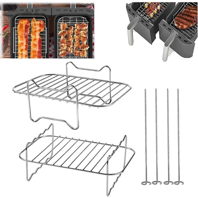 Accessoire de Friteuse à Air Chaud en Acier Inoxydable 201SS Compatible avec les Modèles Ninja Foodi AF300EU et AF400EU, Inclut une Grille
