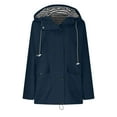 thumbnail image 4 of Xunlbb Coat Rain Jacket Women’s Solid Rain Jacket Outdoor Jackets Hooded Raincoat Windproof Tops on Clearance,S-2XL, 4 of 6