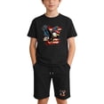 thumbnail image 6 of Boys Girls 2 Piece Cotton T-Shirt and Shorts Summer Outfit Set, Kids Casual Clothing Black, Size 7T, 6 of 9