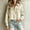 Khaki, variant on Striped Cute Summer Tops for Women Button Down Pleated Back Blouson Collared Long Sleeve Shirts Relaxed Fit Work S