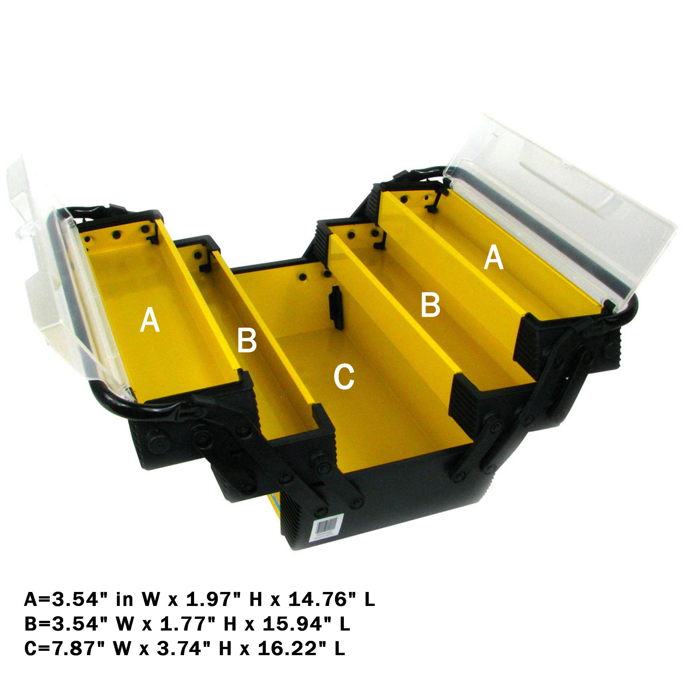 Stalwart Tool Storage Boxes and Organizers, Steel Plastic Yellow, 18 x 8.25 x 8.75 inches, 8.00 lb