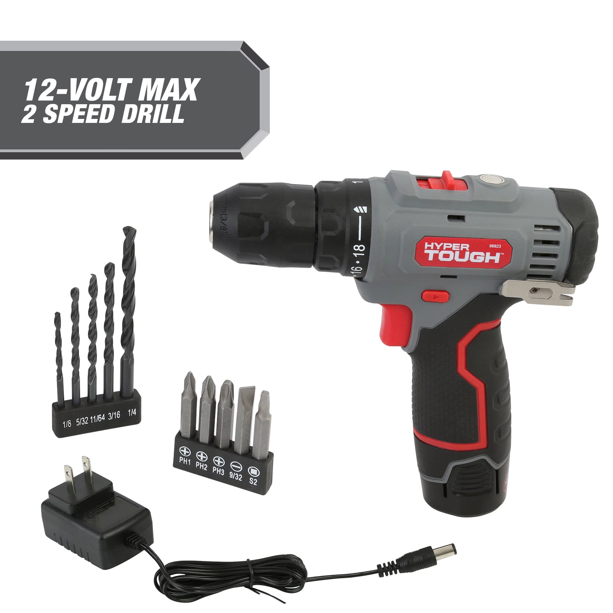 Hyper Tough 12V Max LitIon Cordless 2Speed Drill Driver with 1.5Ah