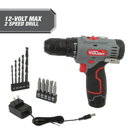 Hyper Tough 12V Max Lithium-Ion Cordless 2-Speed Drill Driver with 1.5Ah Battery and Charger