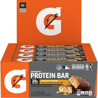 Gatorade Recover Chocolate Caramel Whey Protein Bar, 2.8 oz. Bars (12 Count)
