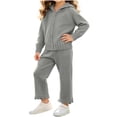 thumbnail image 2 of Bixock Toddler Girls 2-Piece Fall Set,Girls Clothing Set,Zip Up Hooded Knit Cardigan and Wave Hem Straight Pants Soft Knit Casual Outfits for Girls Kids Clothings 2-8 Years, 2 of 7