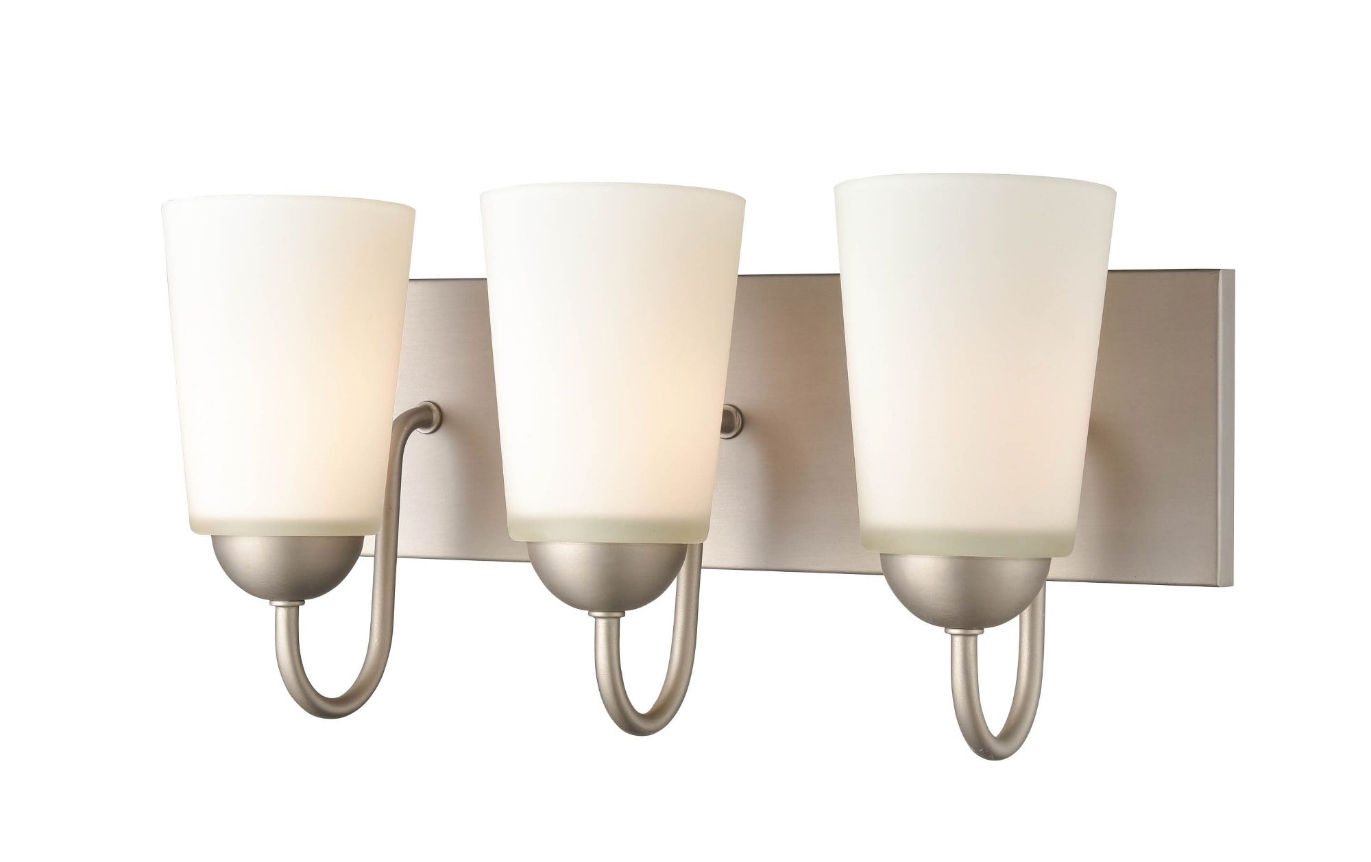 Millennium Lighting  Ivey Lake 3 Light Bathroom Vanity Fixture in Multiple Finishes with Frosted Glass Shades Satin Nickel Nickel Satin